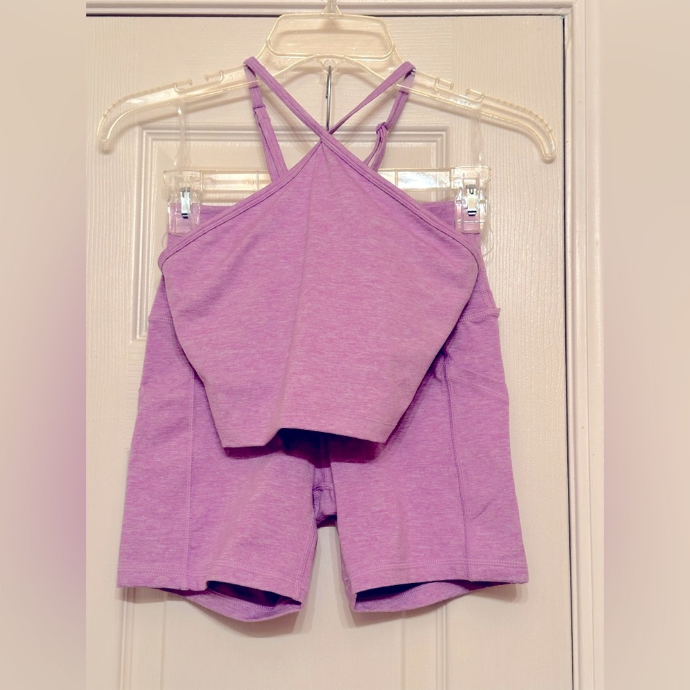 Aerie offline hugger sports bra and biker shorts set